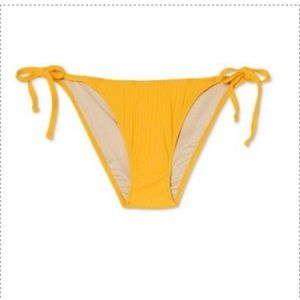Shade & Shore Yellow Ribbed Hipster Bikini Bottom Size Large Swimwear NWT
